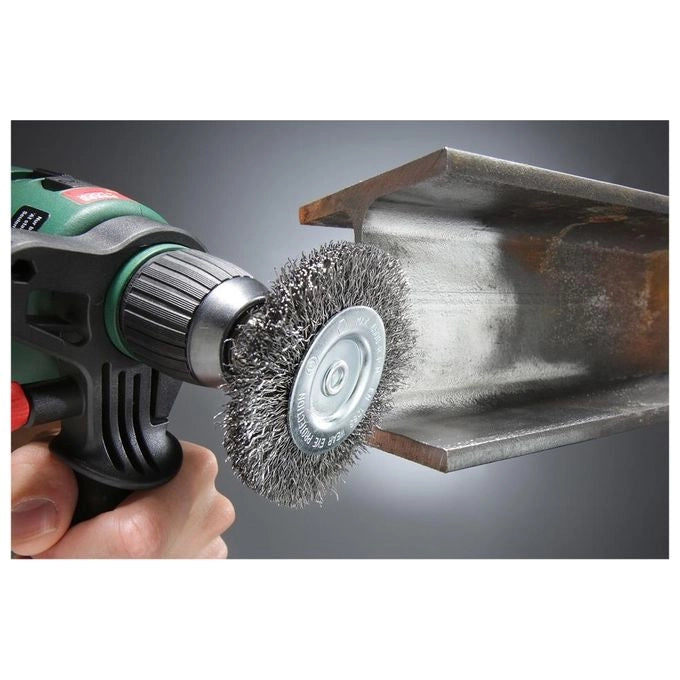 KWB 607430 Spazzola a Disco Filo Acciaio HSS 10 cm Attacco 6 mm per Metallo e Pietra