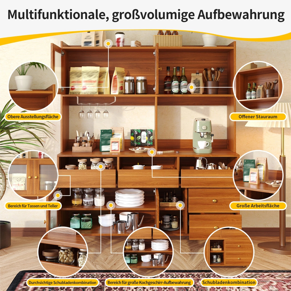 MADIA ALTA 145x39x171 cm MDF Noce con porta in vetro Chagong
