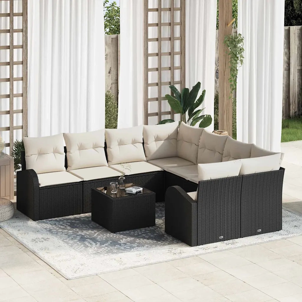 Set Divano da Giardino Nero 55 x 55 x 37 cm polyrattan 3345977