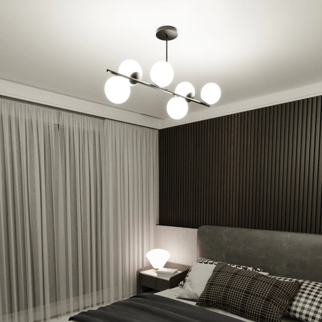 Lampadario Emibig BIOR 6xE14 nero con vetro bianco