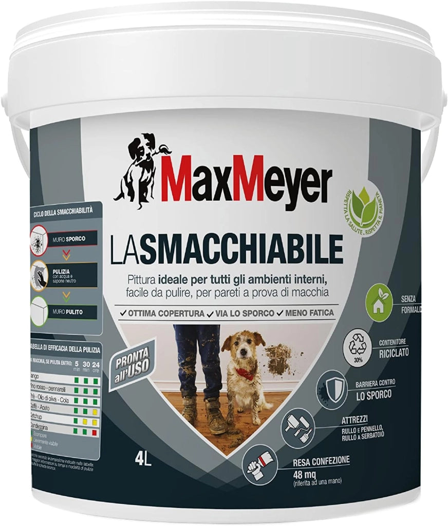 Pittura Smacchiabile per Interni LASMACCHIABILE, Colore Bianco, 0.75L