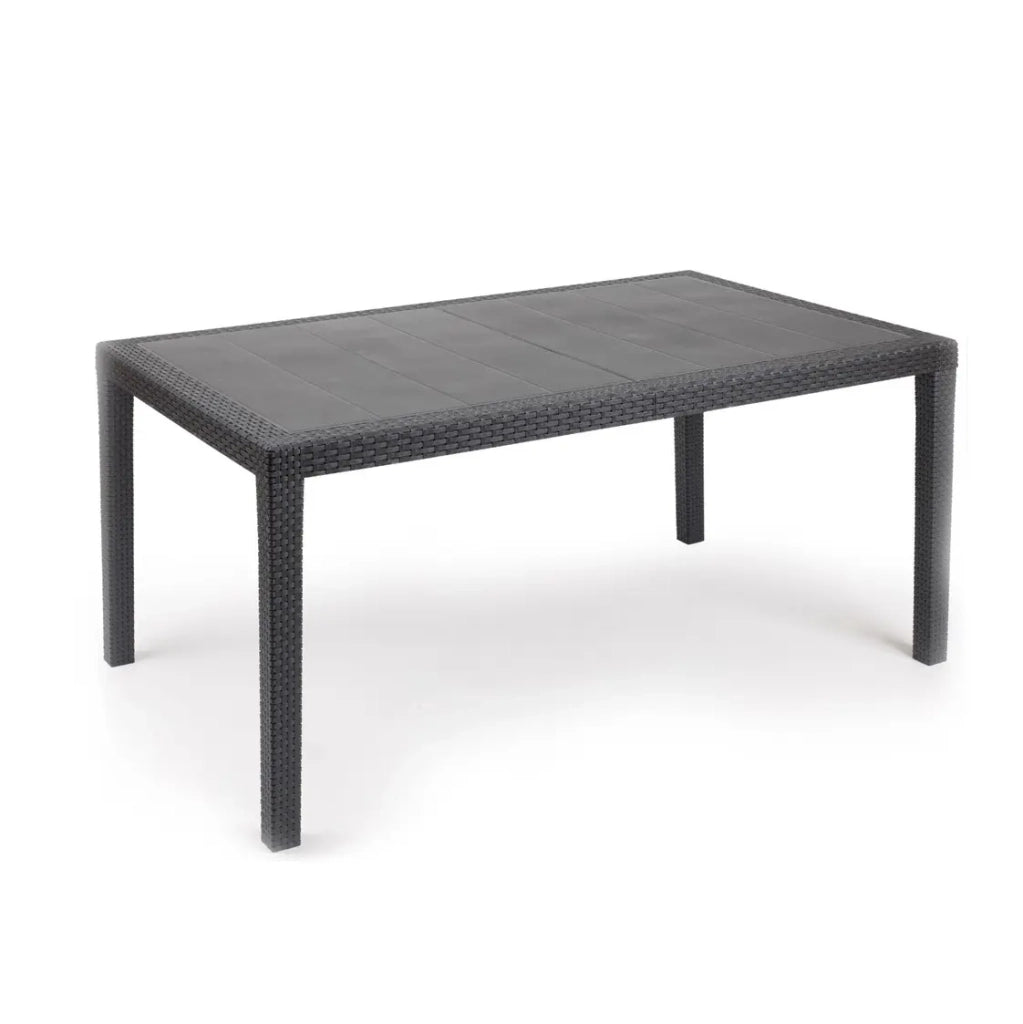 Tavolo rettangolare Prince effetto rattan antracite cm 150x90x72h