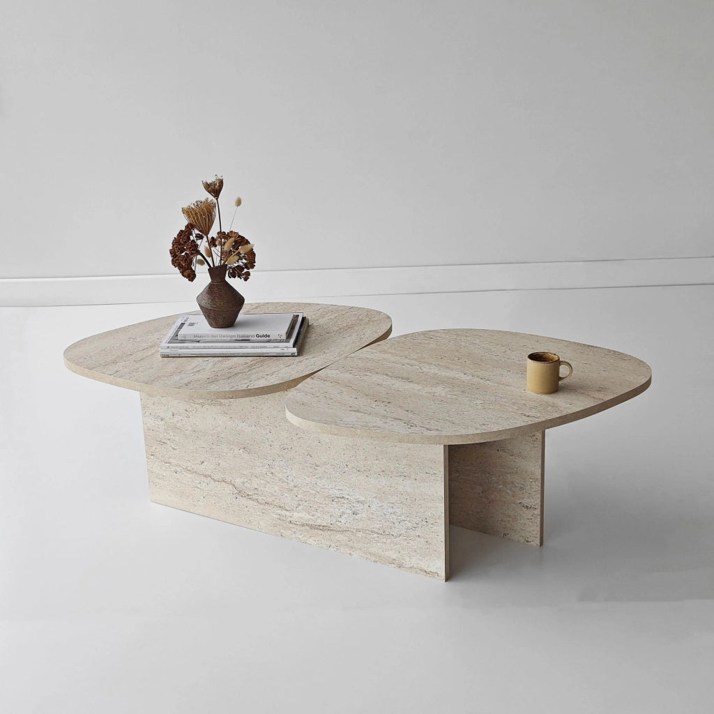 Tavolino in legno "Stones" 125 x 60 x 38 cm - Travertino