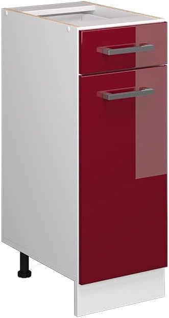 Base universale R-Line, Grigio, 40 cm con cassetto, con piano di lavoro, adatto per essere riposto in modo salvaspazio nelle cucine componibili