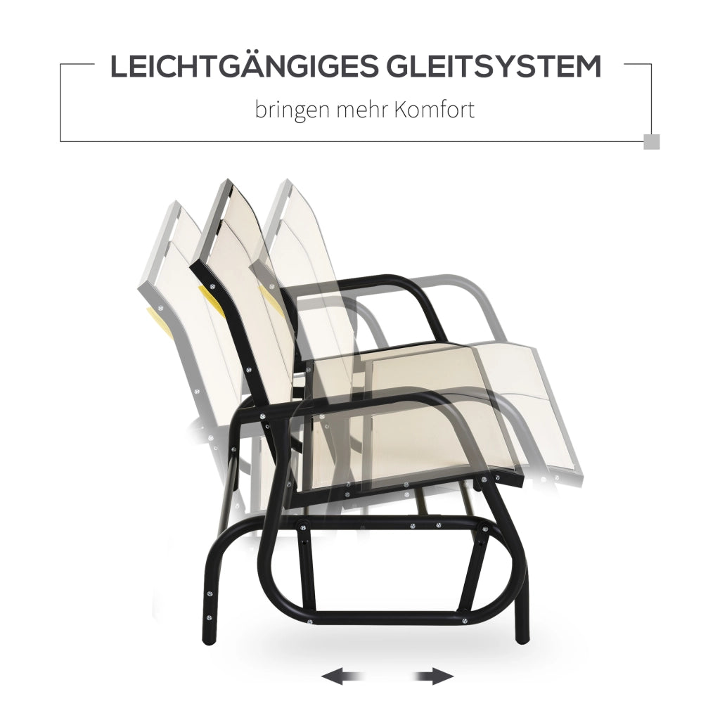 Altalena da giardino a 2 posti panca a dondolo in metallo beige
