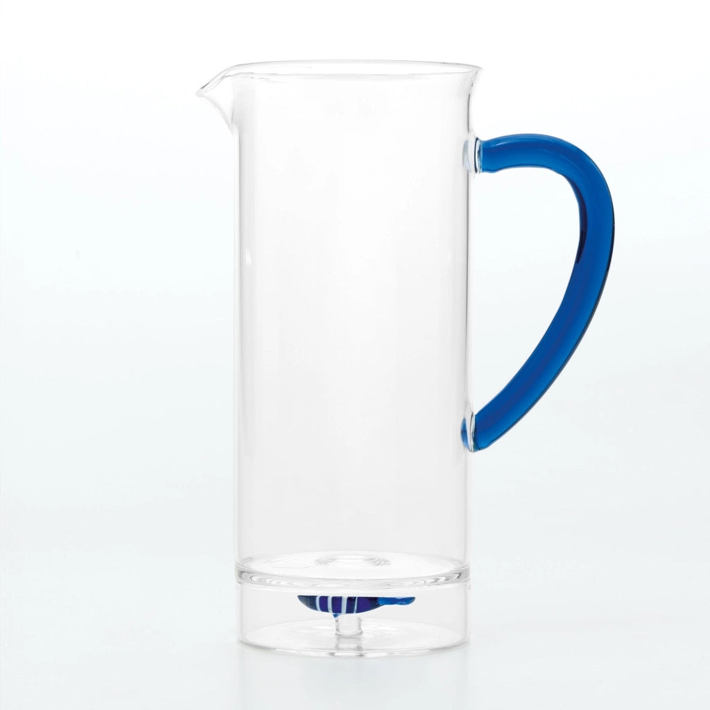 Zafferano Caraffa Teca Mare Collezione Design Artigianale con Decorazione Pesce Palla in Vetro Borosilicato Trasparente per Tavola Elegante