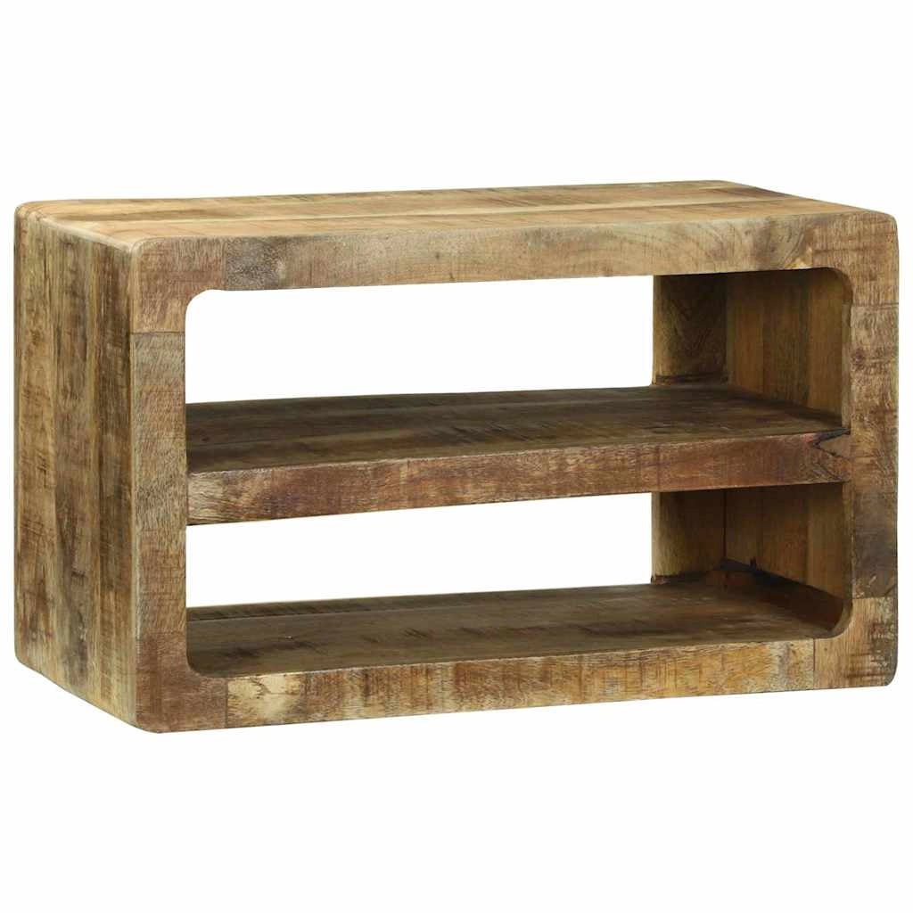 Mobile porta TV rettangolare moderno con 2 ripiani portaoggetti 60 x 32 x 36 cm in legno massello di mango marrone 02_0058075