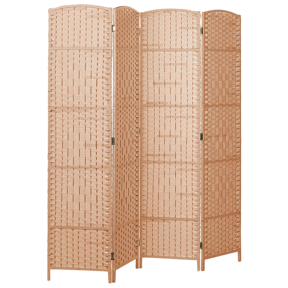 Divisorio per ambienti Naturale Carta Corda di pioppo Telaio di legno 4 pannelli Schermo decorativo pieghevole Divisorio Soggiorno Camera da letto Design tradizionale