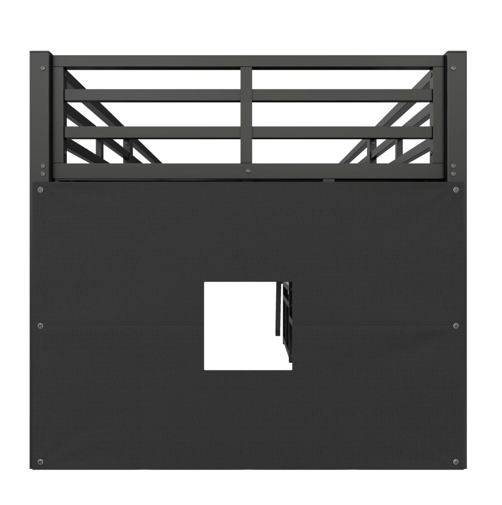 Letto a soppalco basso 208x98x104.5 cm con sponde di sicurezza; LED; metallo; nero