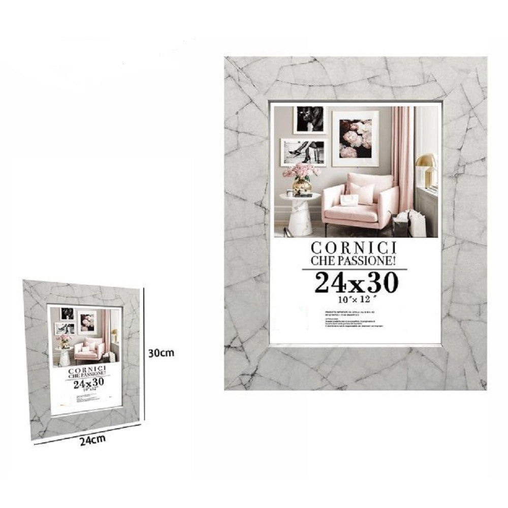 Trade Shop - Cornice Portafoto Quadri Tele Poster 24x30 Cm Modello Effetto Marmo Bianco 71656 -