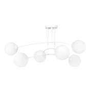 Plafoniera Moderna 6 Luci Susanoo In Acciaio Bianco E Vetri A Sfera In Bianco