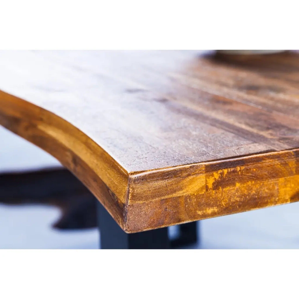 Tavolo da pranzo NALKO 160 cm – Piano in legno di acacia oliato e struttura in metallo nero – Stile industriale e naturale
