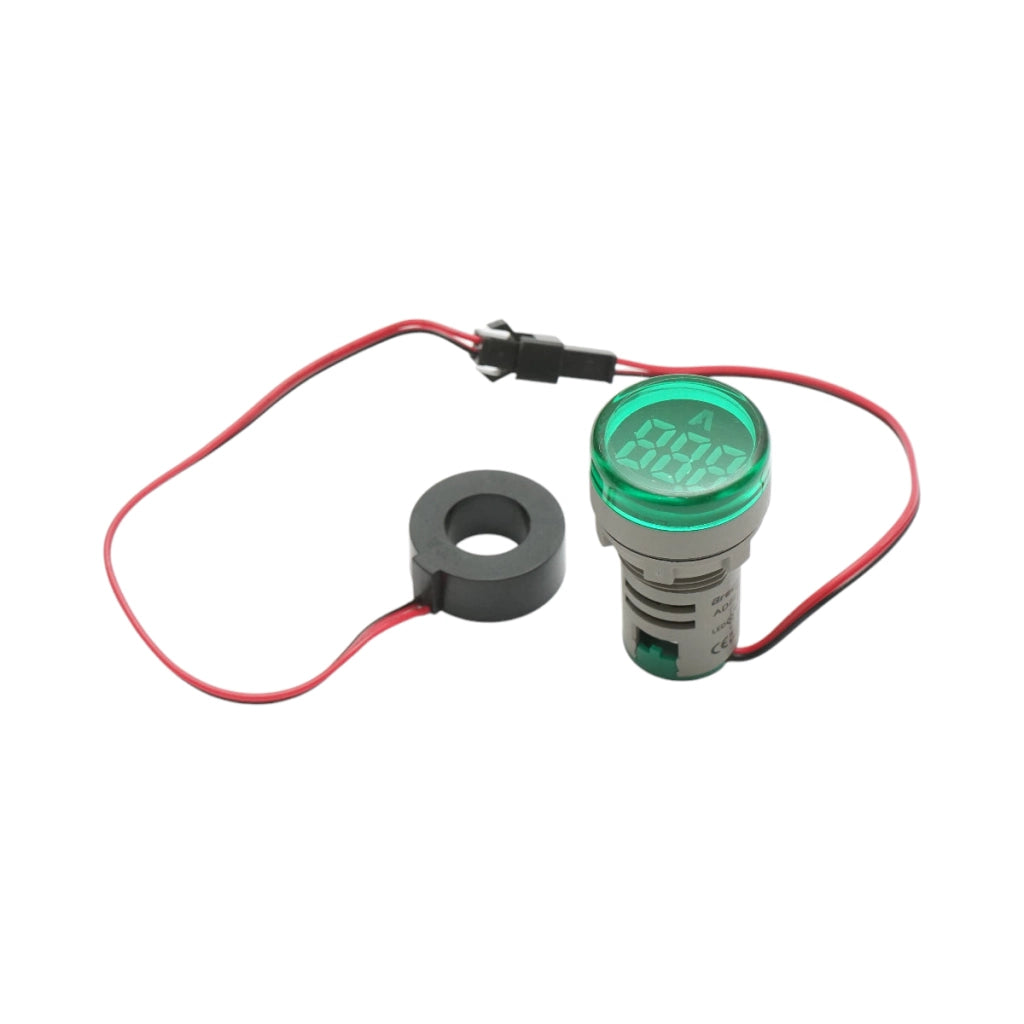 Indicatore digitale amperometro a LED verde 0-100A, 220V/380V Ø 22mm Breckner Germany