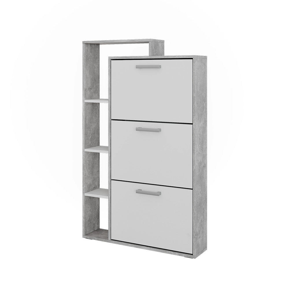Vicco Scarpiera da ingresso Bianco/cemento 80 x 128.3 cm con 3 scomparti incernierati