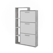 Vicco Scarpiera da ingresso Bianco/cemento 80 x 128.3 cm con 3 scomparti incernierati