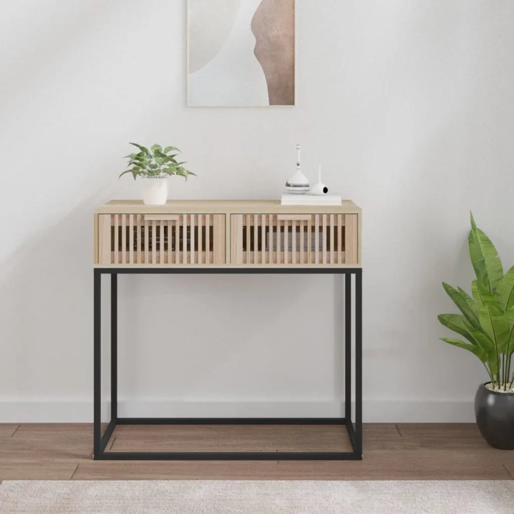 Tavolino Consolle | Tavolo d'Ingresso 80x30x75 cm Legno Multistrato e Ferro