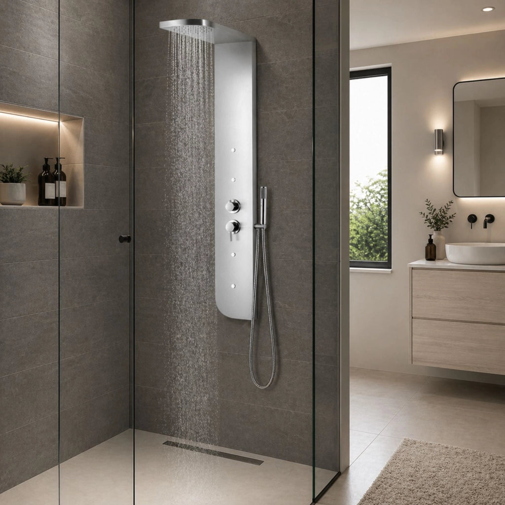 Colonna doccia acciaio inox 3 funzioni 4 bocchette idro lombari l20xp50xh150 005b *** finitura- cromo lucido, confezi...