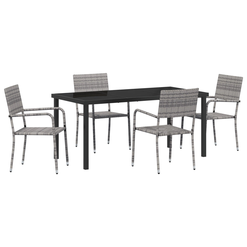 Set da Giardino 5 Pezzi Grigio Polyrattan