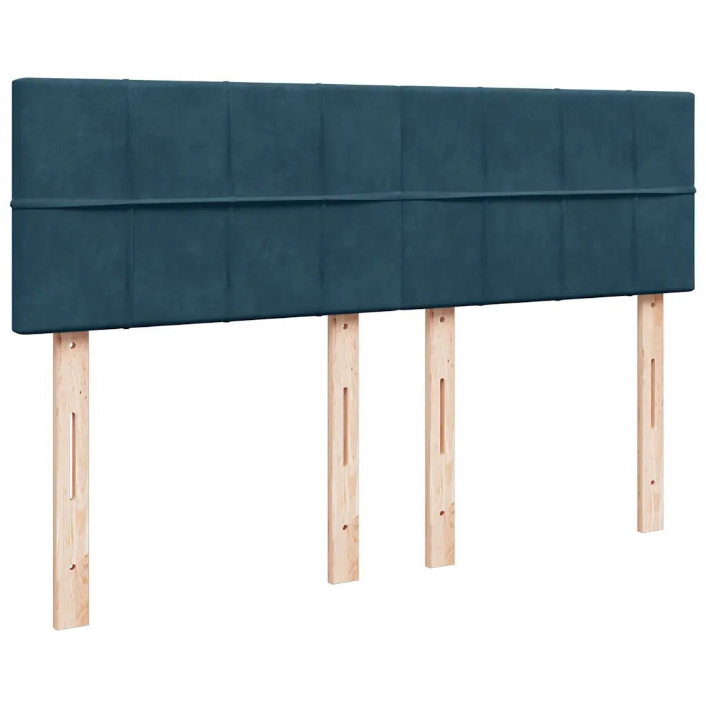 Giroletto a Molle con Materasso Blu Scuro 140x190 cm in Velluto