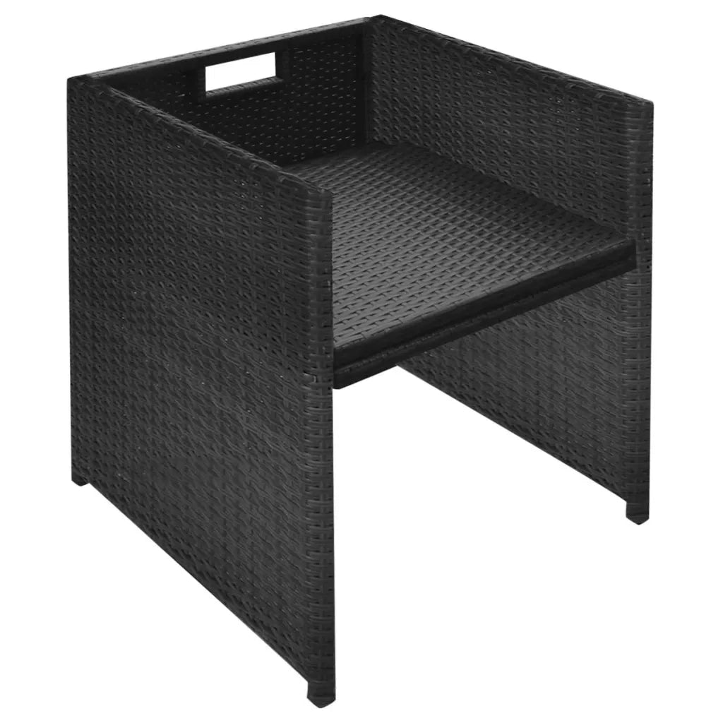 Set da Bistrot 3 pz con Cuscini in Polyrattan Nero 42539