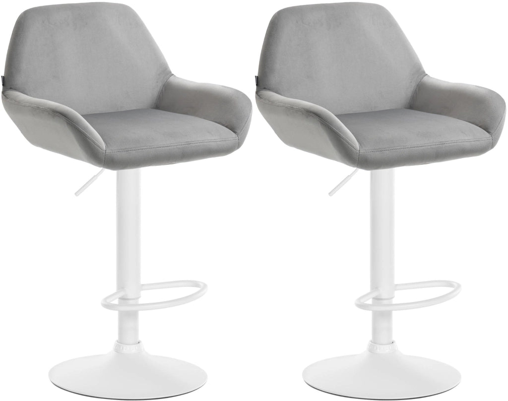 Set di 2 sgabelli da bar Braga velluto bianco 6