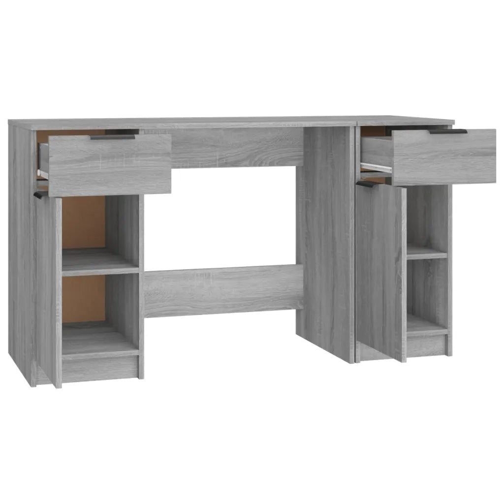 Scrivania | Tavolo da Ufficio con Mobile Laterale Grigio Sonoma Legno Multistrato