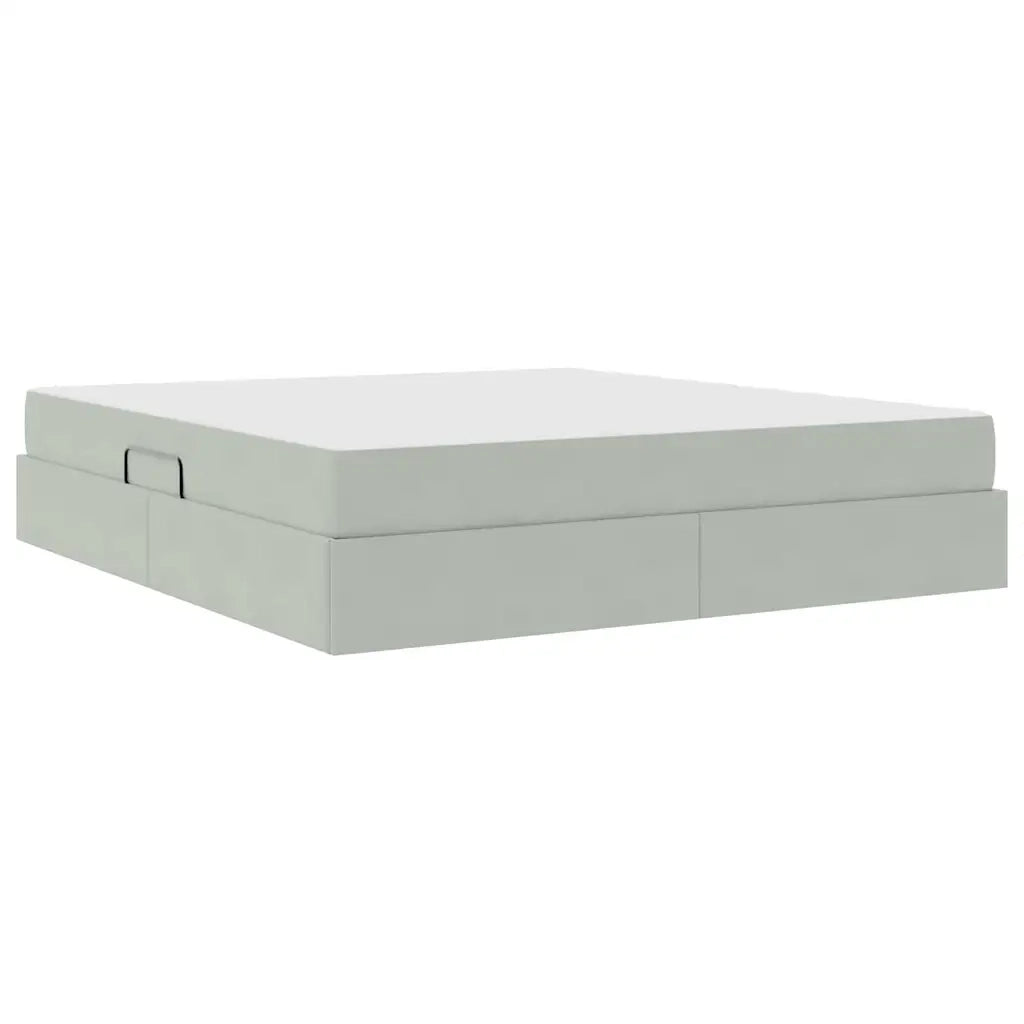 Letto con contenitore e materasso Grigio chiaro 160 x 200 cm