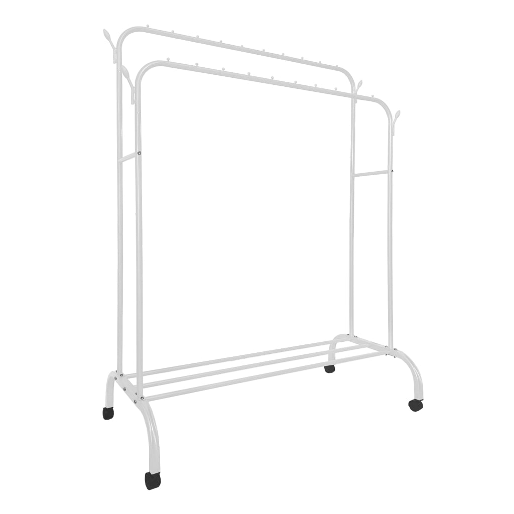 Appendiabiti Donkey Premium Maxi a 1 supporto Nyana Home 152x110x56 cm, 2 barre appendiabiti, 4 ganci laterali, 1 ripiano inferiore Bianco.