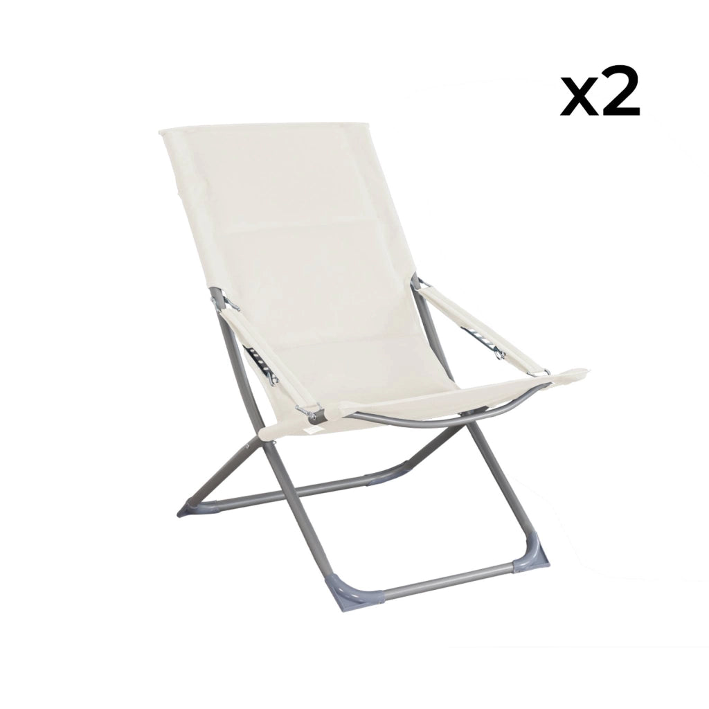 Set di 2 sedie da giardino pieghevoli, beige