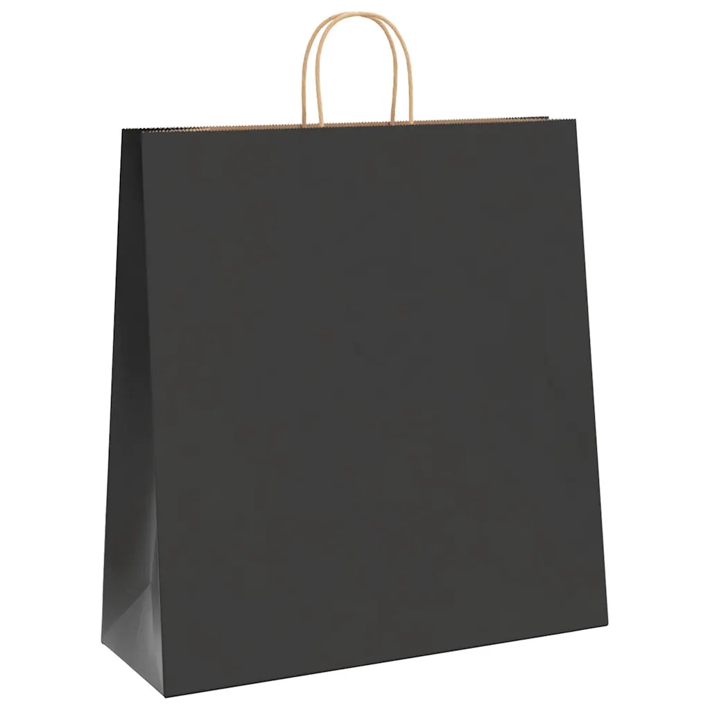 vidaXL Sacchetti di Carta 250 pz con Manici Neri 45x17x48 cm