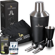 Set di Cocktail 5 pezzi - 500 ml Shaker con Accessori da Bar - Nero e Argento set da Bar