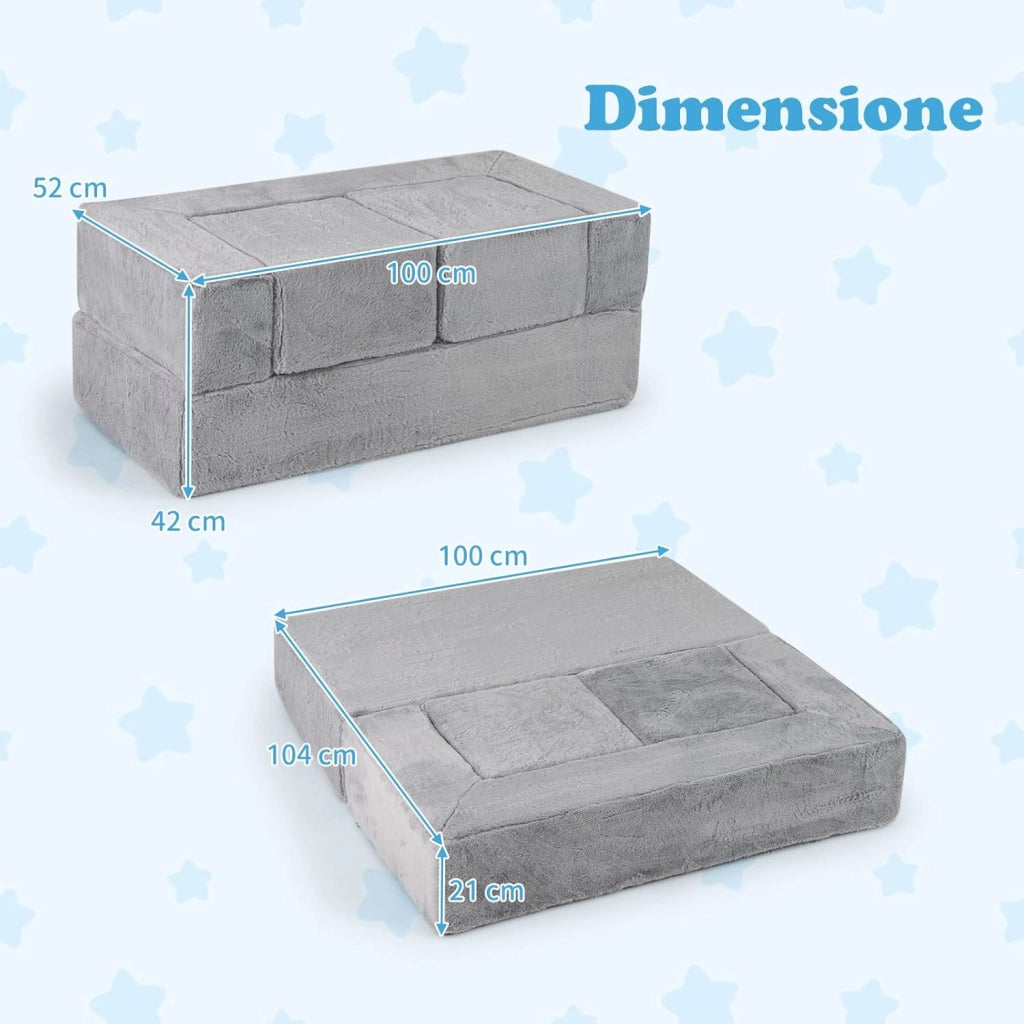 Divano Modulare per Bambini, 4 Pezzi, Divano Letto per Bambini in Schiuma, Poltrone per Bambini per Stanze da Gioco, Camere da Letto, Soggiorno
