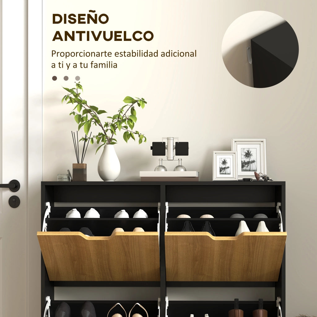 Cassettiera con 4 Cassetti e Ripiani Aggiustabili ¨C Zephmum ¨C 95x26x95 cm Legno Naturale e Nero