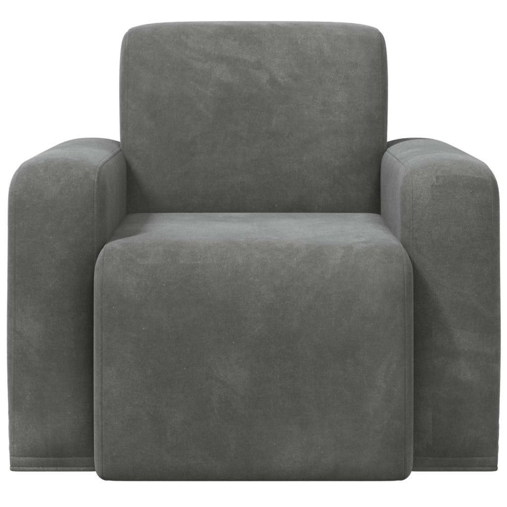 Poltrona-Divano Sedia-Poltroncina Grigio Scuro Velluto 616071