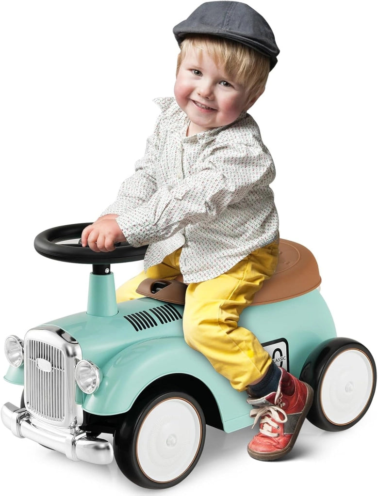 Macchinina Cavalcabile a Spinta per Bambini, Macchinina Giocattolo con Spazio di Archiviazione Ruote e Adesivi, Regalo per Bambini 18-36 Mesi (Verde)