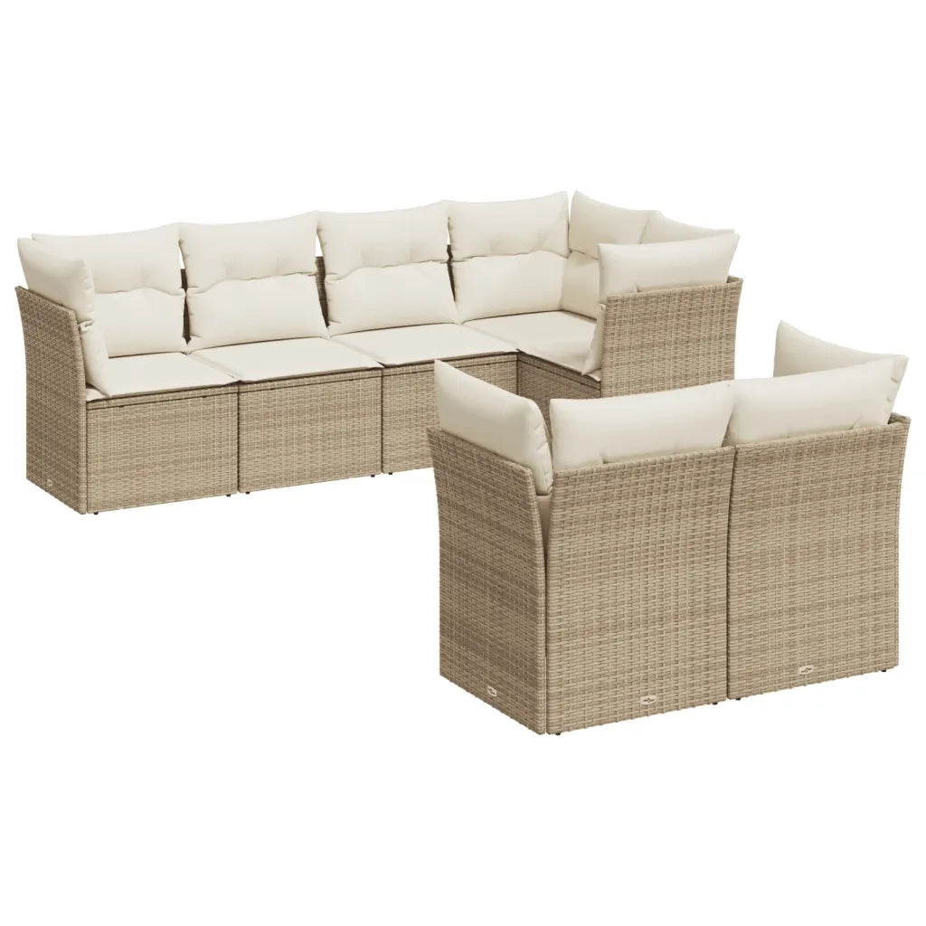 Set Divani da Giardino 7 pz con Cuscini Beige in Polyrattancod mxl 87189