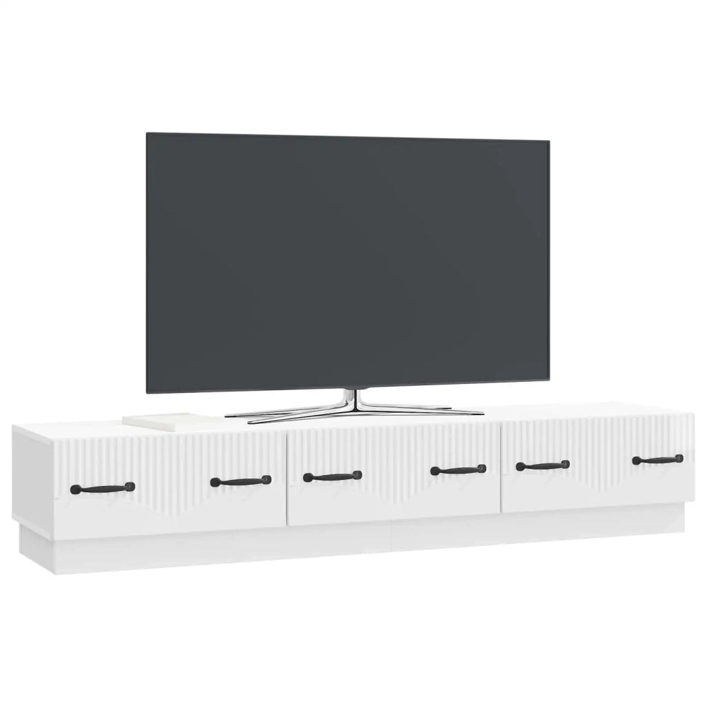 Mobile TV Bianco Lucido 147 x 34,5 x 27 cm Legno ingegnerizzato