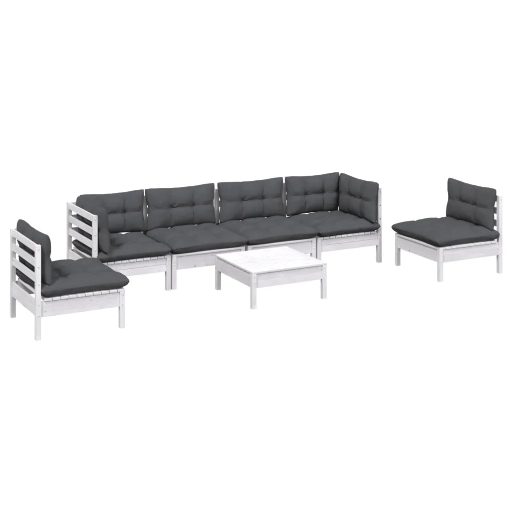 Set Salotto da Giardino 7pz con Cuscini Legno Massello di Pino 3096203