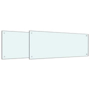 Set di 2 paraschizzi per cucina eleganti e moderni 100 x 40 cm resistenti al calore facili da installare in vetro temperato bianco 02_0056220