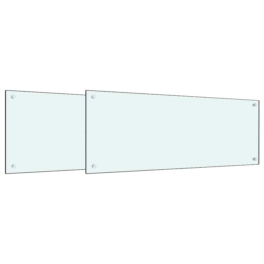 Set di 2 paraschizzi per cucina eleganti e moderni 100 x 40 cm resistenti al calore facili da installare in vetro temperato bianco 02_0056220