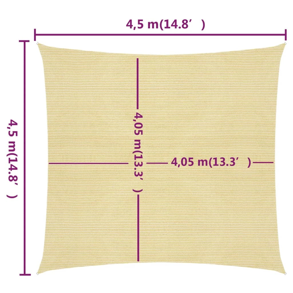 Vela ombreggiante 160 g/m² HDPE 4,5 x 4,5 m beige 02_0008976