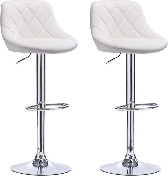 Bar con schienale ergonomico - con seduta regolabile in altezza - altezza seduta 60 - 82cm - colore bianco - set da 2 pezzi - cucina e bar