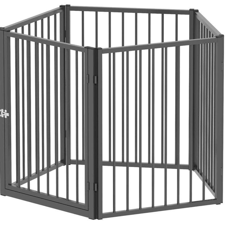 Recinto pieghevole per cani 180x60x76 cm in acciaio nero con porta -