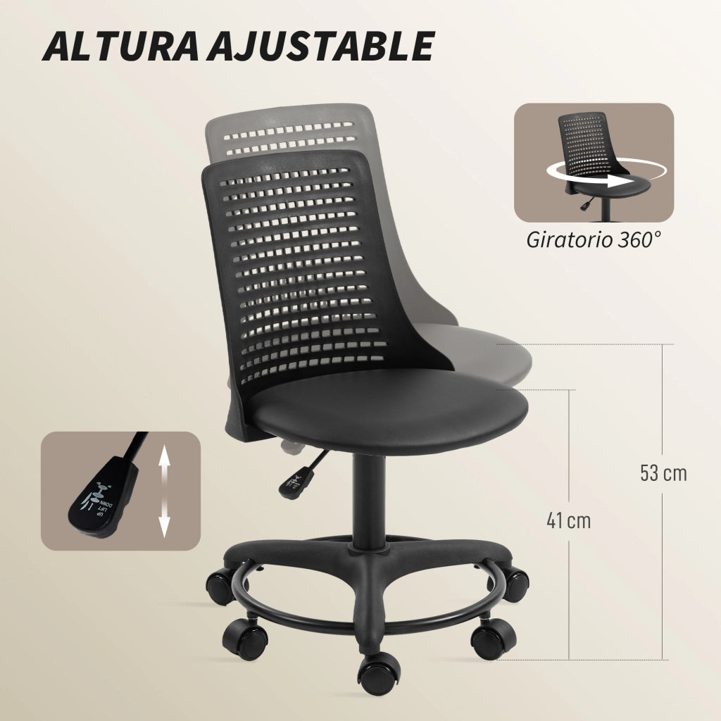 Sedia da Ufficio Girevole ¨C zephmum ¨C Nero, Schienale Traforato, Altezza Regolabile