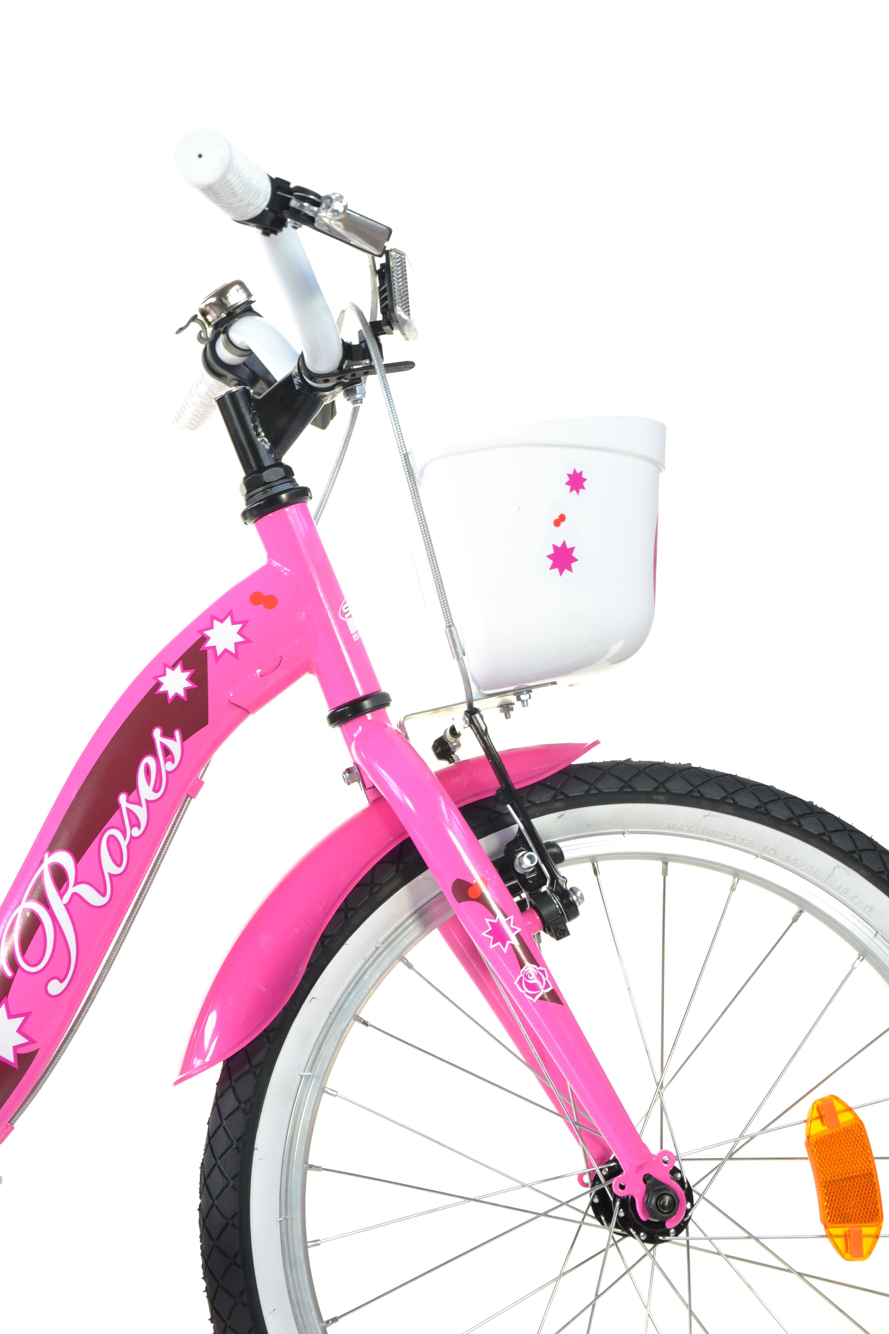 SCH ROSES 20", bicicletta per bambini, bici bambina, adatta a bambini tra i 6 e i 10 anni, per altezza tra 120 e 155 cm,