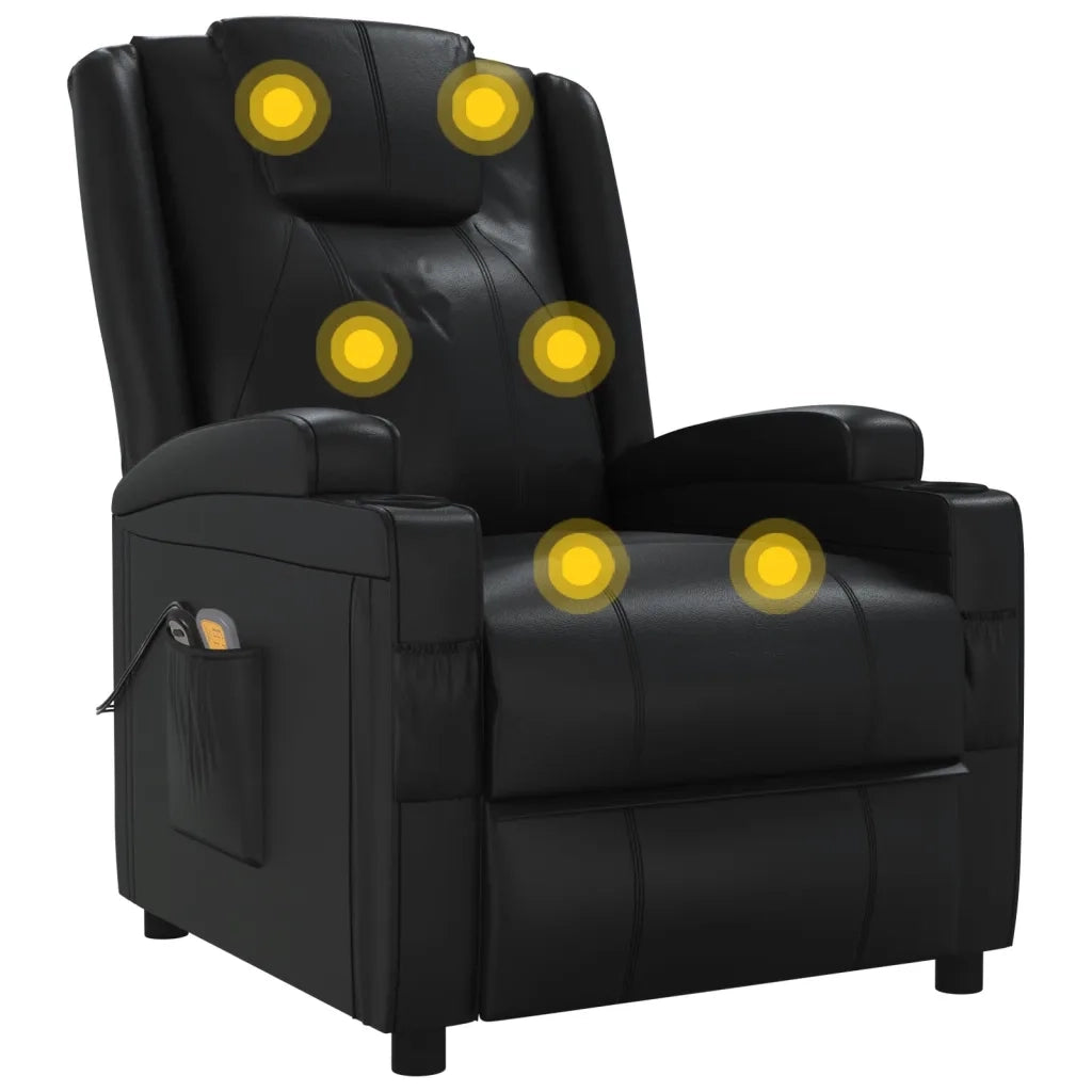 Poltrona Elettrica Massaggio Reclinabile Nera in Similpelle cod mxl 32402