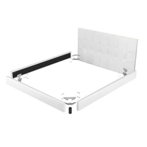 Letto matrimoniale 0, Struttura per letto in legno ed ecopelle, Made in Italy, adatto per materasso 160x190 Cm, Bianco