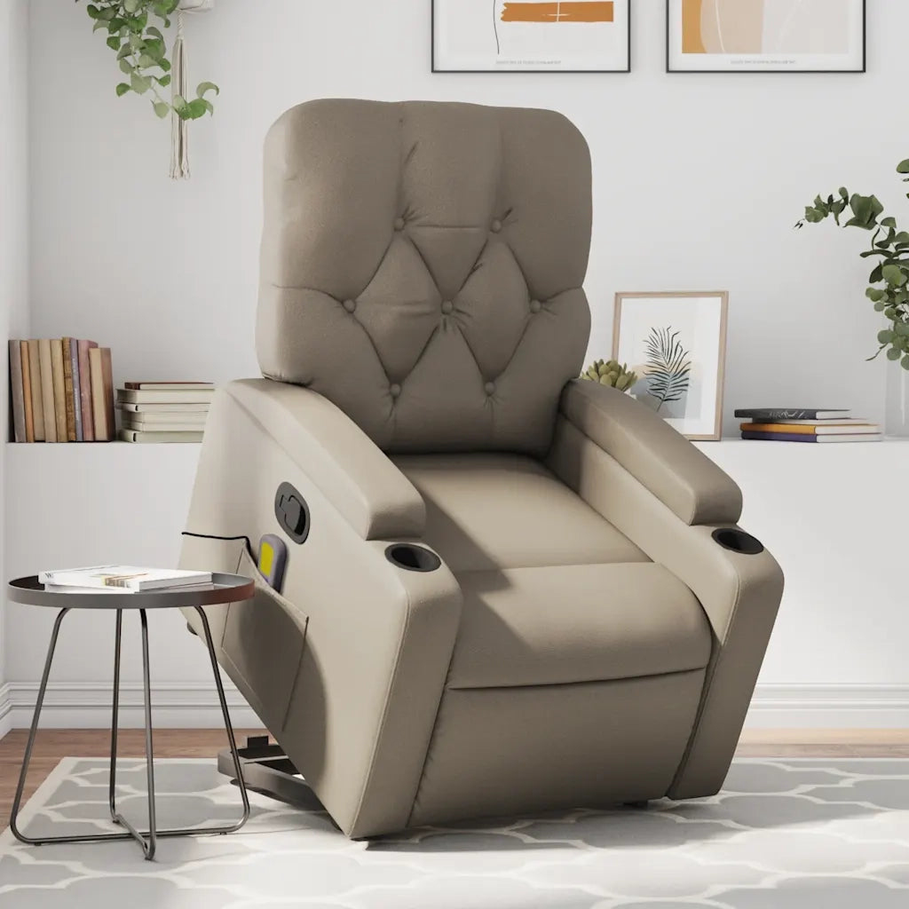 Poltrona Alzapersone Massaggi Reclinabile Cappuccino Similpelle 3204785