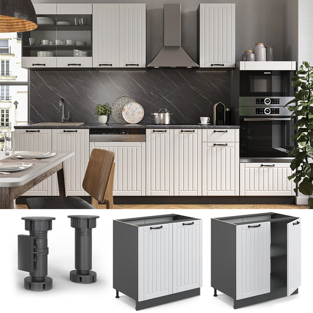 Vicco Mobile lavello cucina Bianco casa di campagna 80 cm con ripiano, senza piano di lavoro