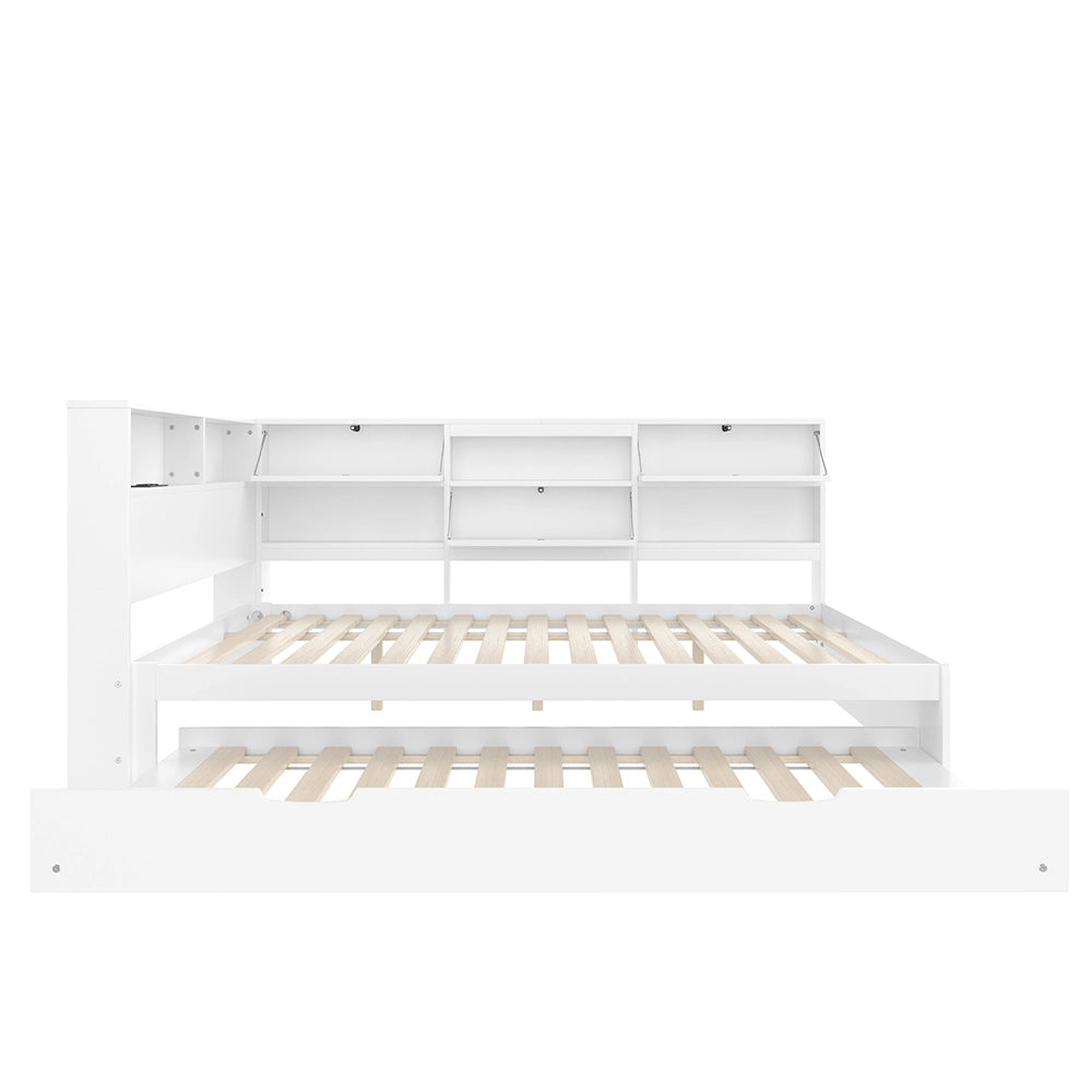 Divano letto - Xylo - 140x200cm testiera con contenitore, bianco